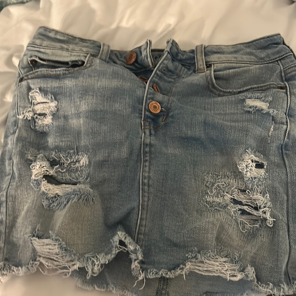american eagle short jean skirt
